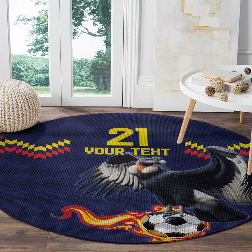 Ecuado Andean Condor Football Custom Round Carpet Tricolors Motif