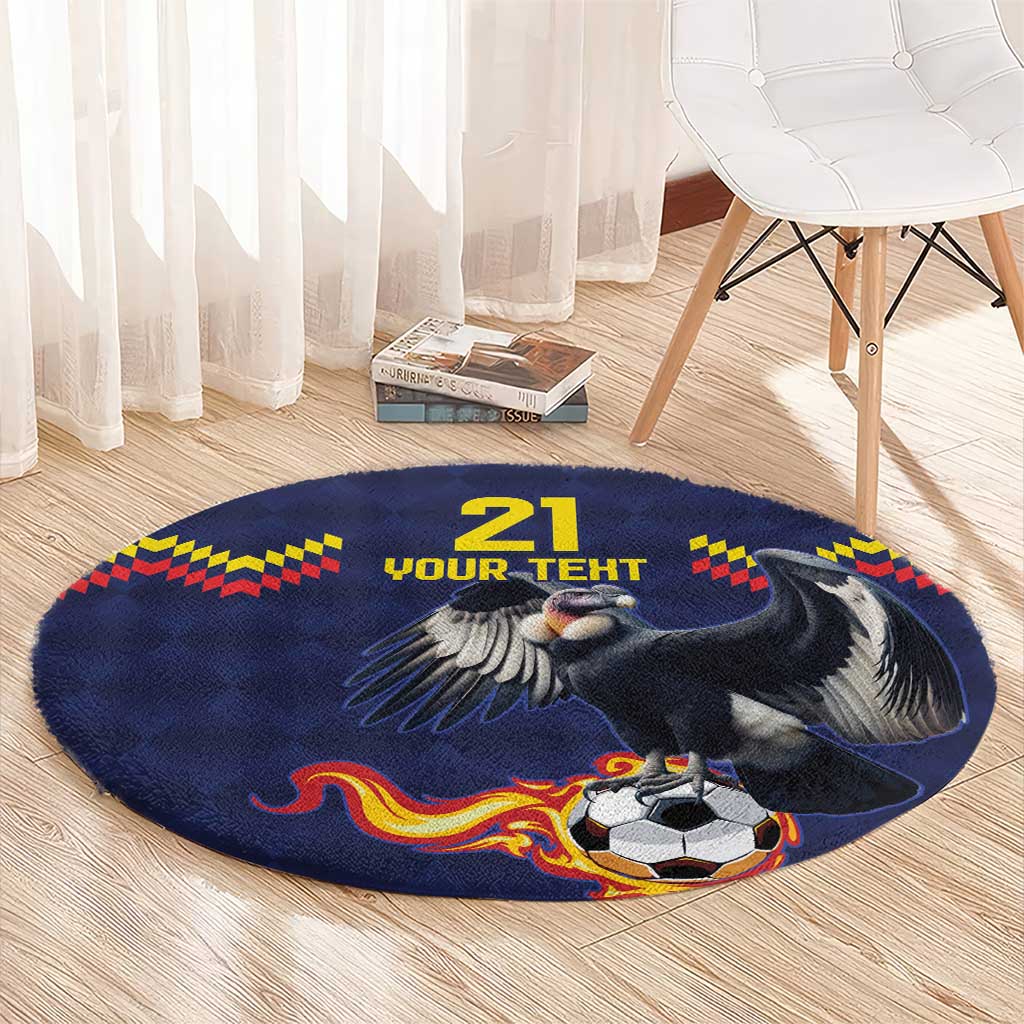 Ecuado Andean Condor Football Custom Round Carpet Tricolors Motif