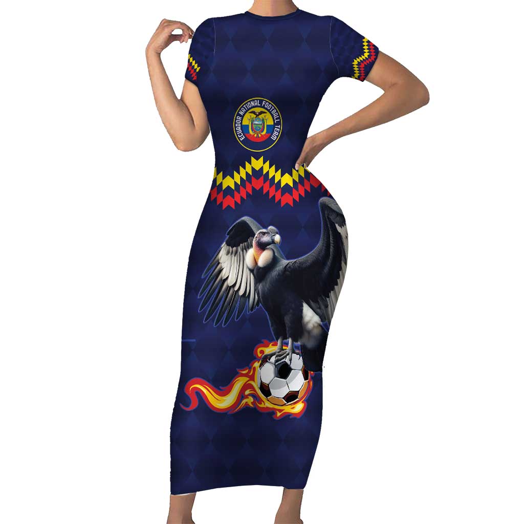 Ecuado Andean Condor Football Custom Short Sleeve Bodycon Dress Tricolors Motif