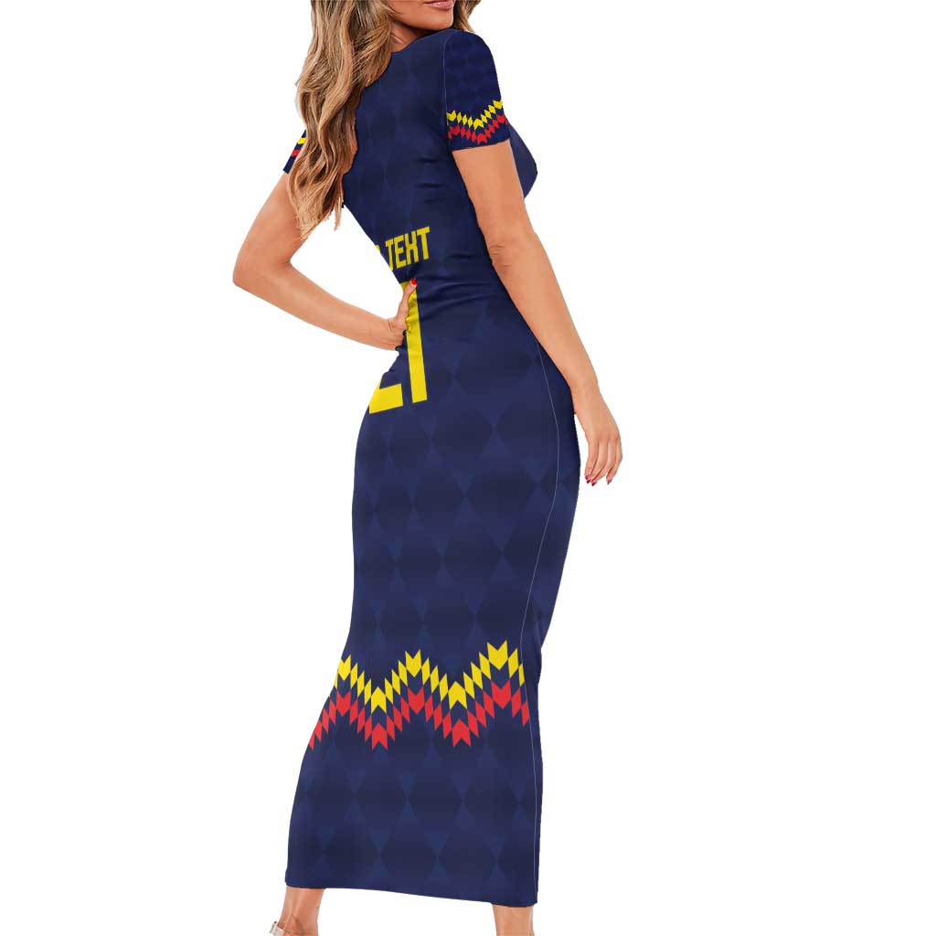 Ecuado Andean Condor Football Custom Short Sleeve Bodycon Dress Tricolors Motif