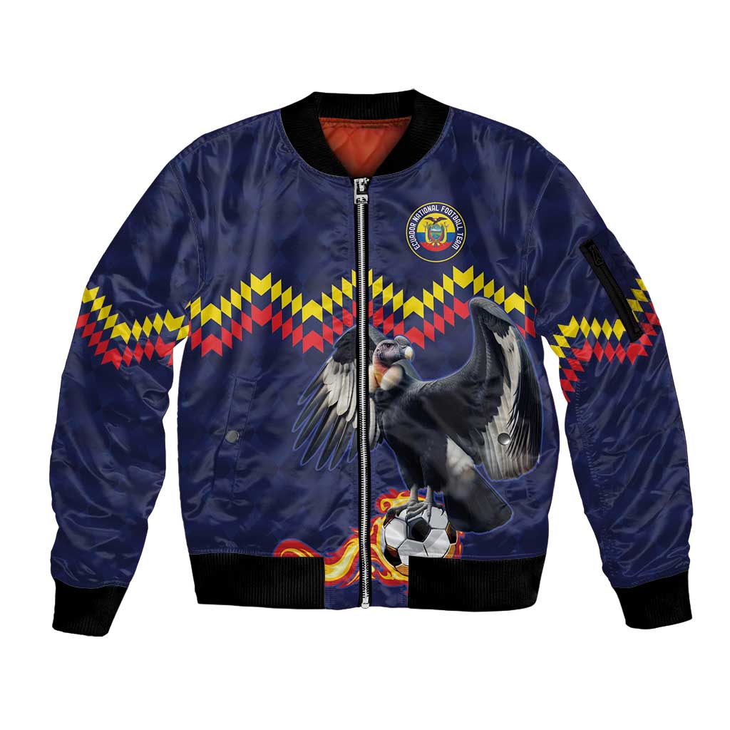 Ecuado Andean Condor Football Custom Sleeve Zip Bomber Jacket Tricolors Motif