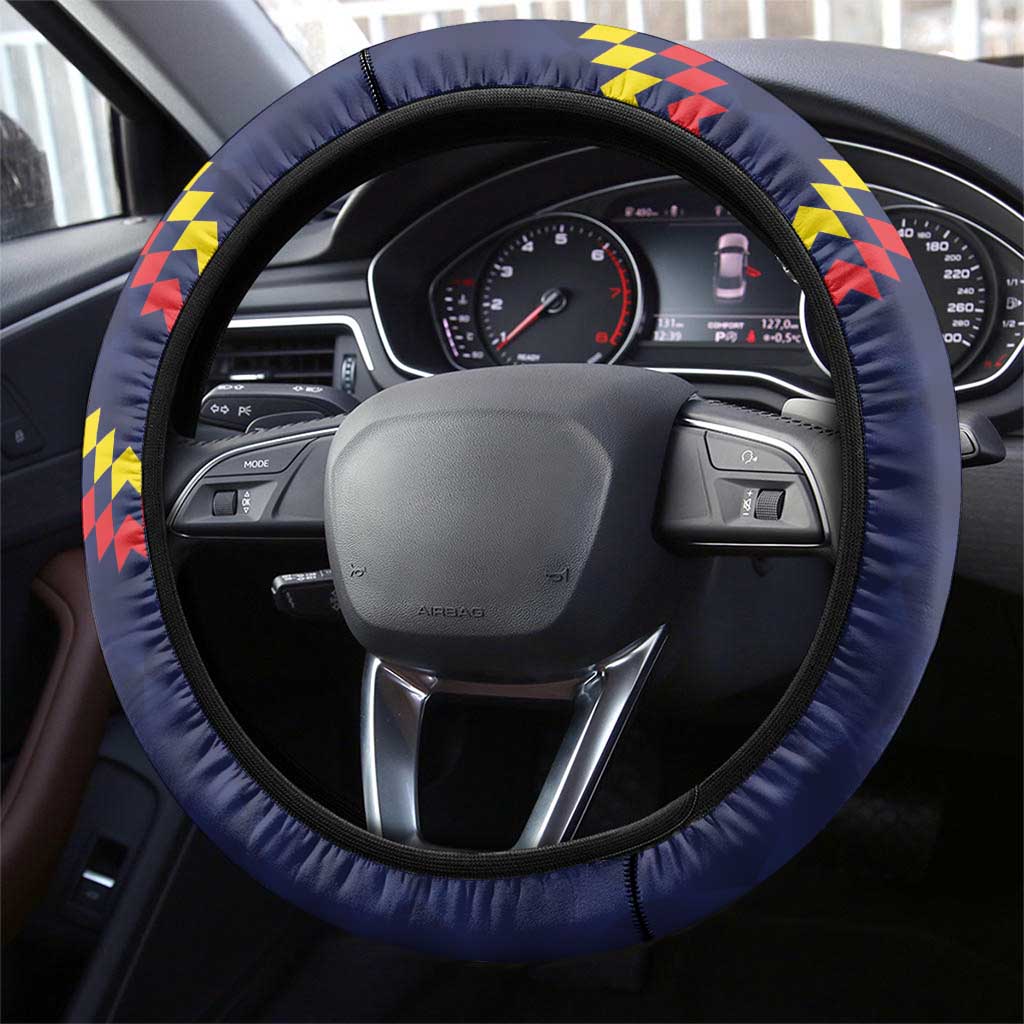 Ecuado Andean Condor Football Steering Wheel Cover Tricolors Motif