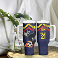 Ecuado Andean Condor Football Custom Tumbler With Handle Tricolors Motif