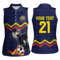 Ecuado Andean Condor Football Custom Women Sleeveless Polo Shirt Tricolors Motif