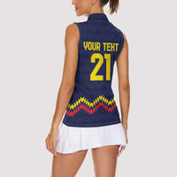 Ecuado Andean Condor Football Custom Women Sleeveless Polo Shirt Tricolors Motif