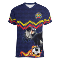 Ecuado Andean Condor Football Custom Women V-Neck T-Shirt Tricolors Motif