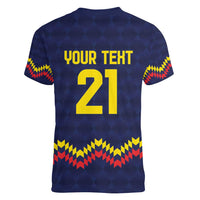 Ecuado Andean Condor Football Custom Women V-Neck T-Shirt Tricolors Motif