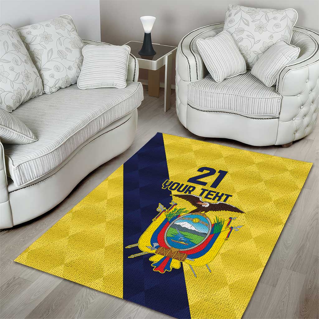 Ecuador La Tricolor Custom Area Rug Gold and Navy Blue Motif