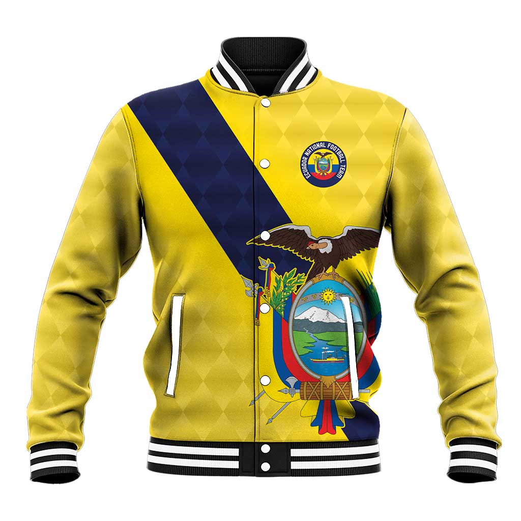 Ecuador La Tricolor Custom Baseball Jacket Gold and Navy Blue Motif