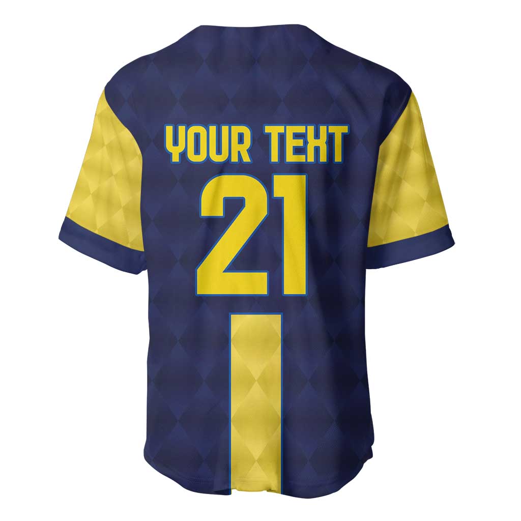 Ecuador La Tricolor Custom Baseball Jersey Gold and Navy Blue Motif