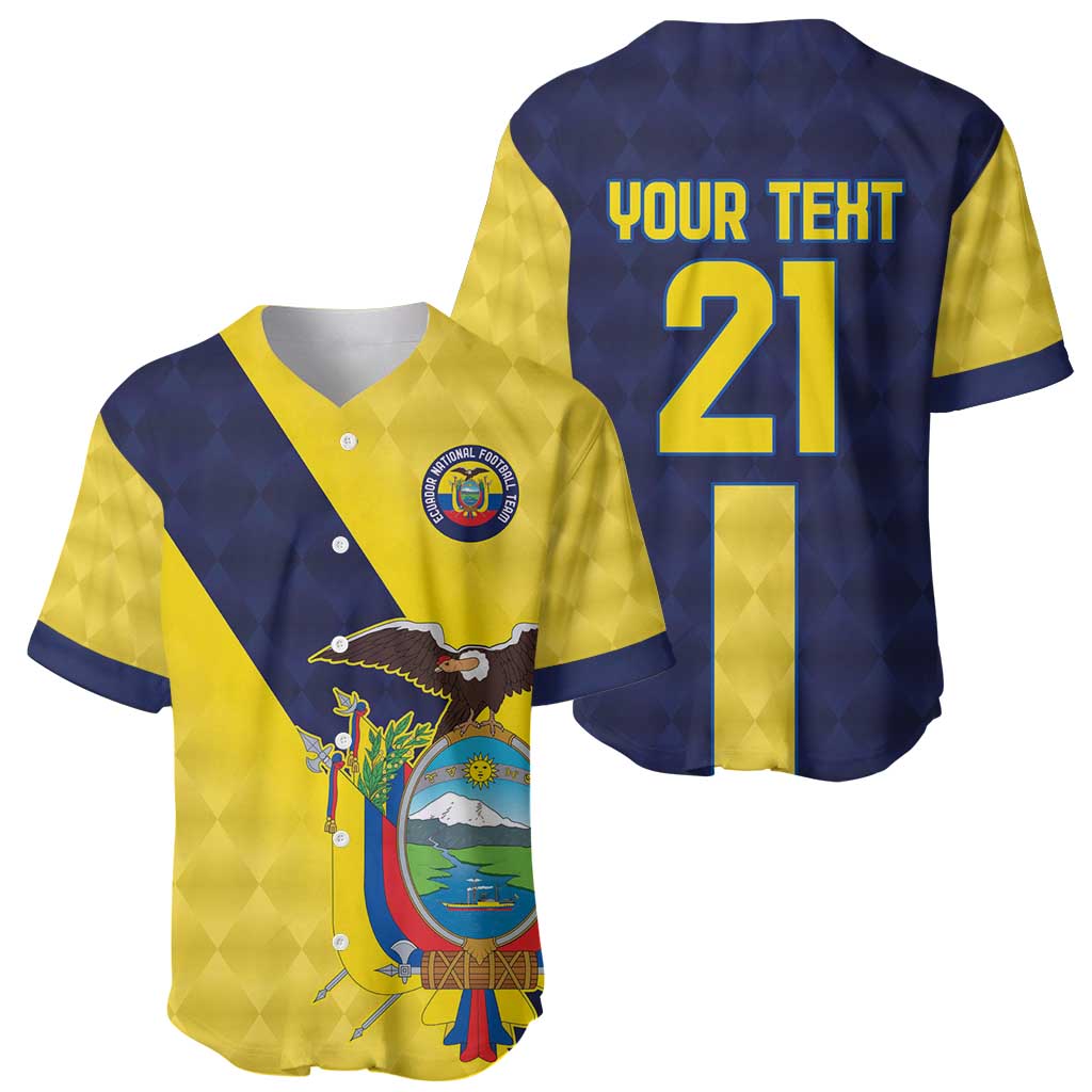Ecuador La Tricolor Custom Baseball Jersey Gold and Navy Blue Motif