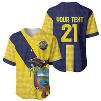 Ecuador La Tricolor Custom Baseball Jersey Gold and Navy Blue Motif