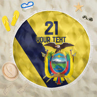 Ecuador La Tricolor Custom Beach Blanket Gold and Navy Blue Motif