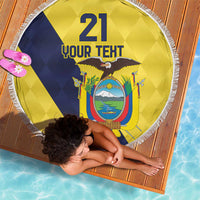 Ecuador La Tricolor Custom Beach Blanket Gold and Navy Blue Motif