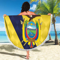 Ecuador La Tricolor Custom Beach Blanket Gold and Navy Blue Motif