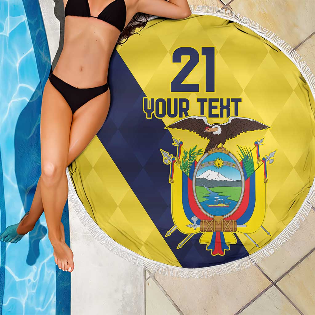 Ecuador La Tricolor Custom Beach Blanket Gold and Navy Blue Motif