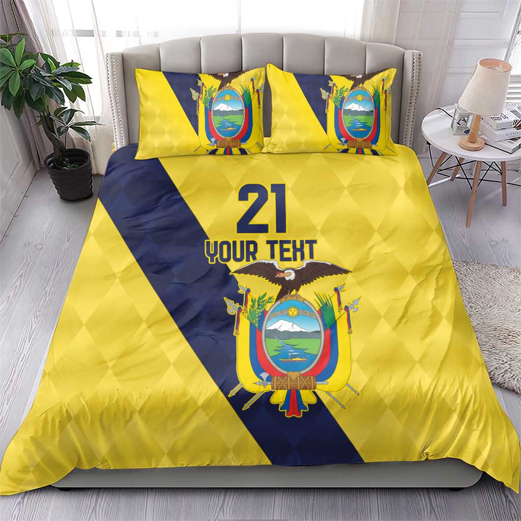 Ecuador La Tricolor Custom Bedding Set Gold and Navy Blue Motif