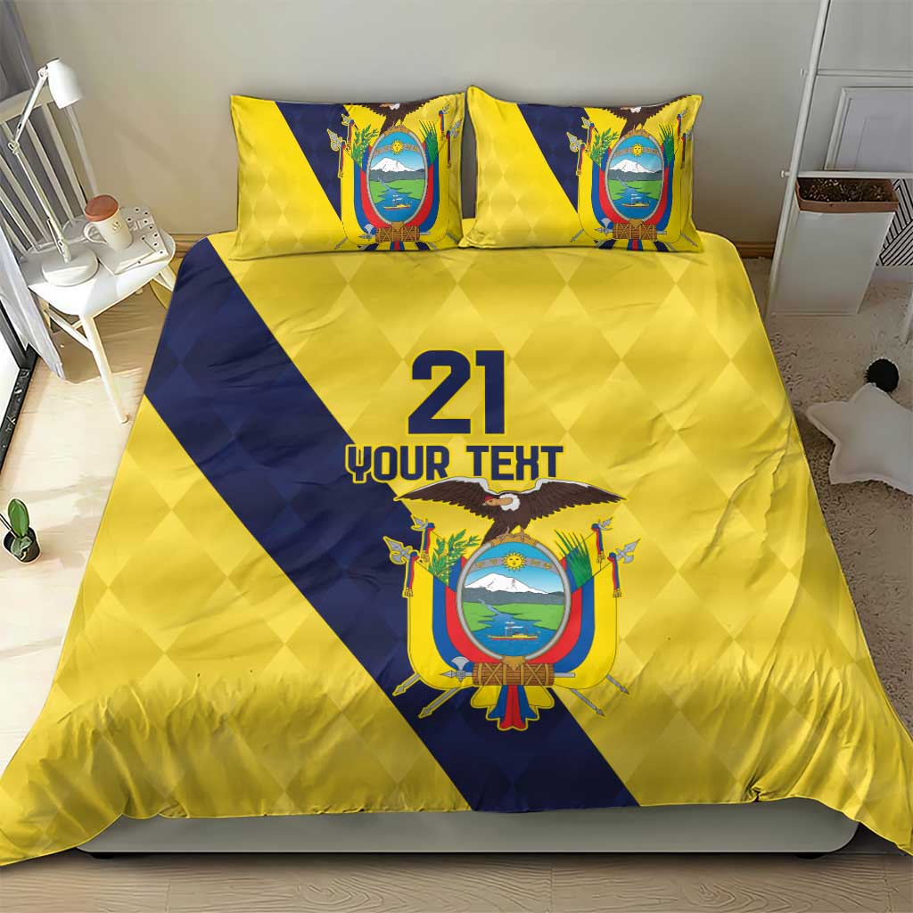 Ecuador La Tricolor Custom Bedding Set Gold and Navy Blue Motif