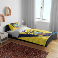 Ecuador La Tricolor Custom Bedding Set Gold and Navy Blue Motif