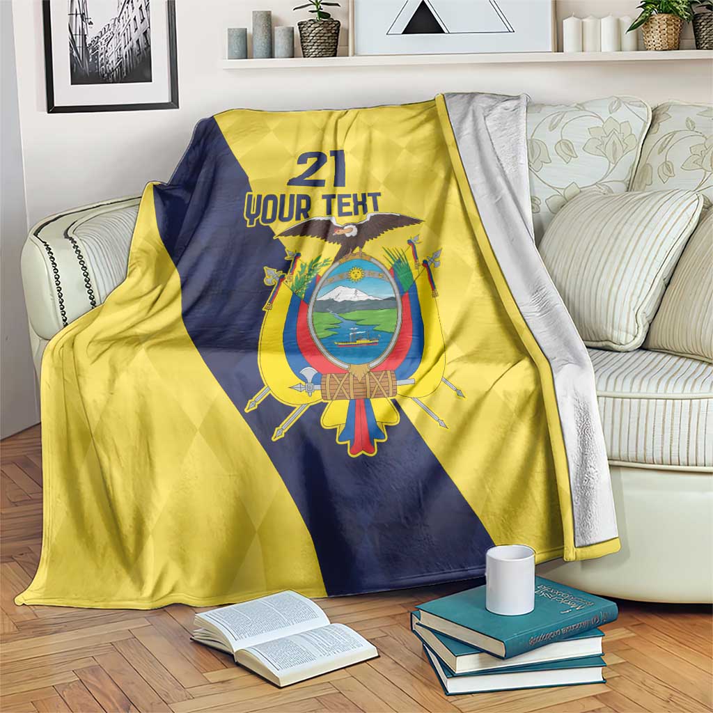 Ecuador La Tricolor Custom Blanket Gold and Navy Blue Motif