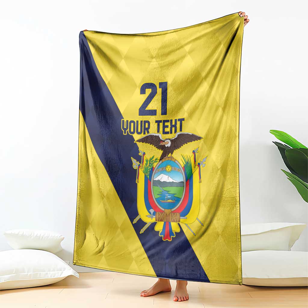 Ecuador La Tricolor Custom Blanket Gold and Navy Blue Motif