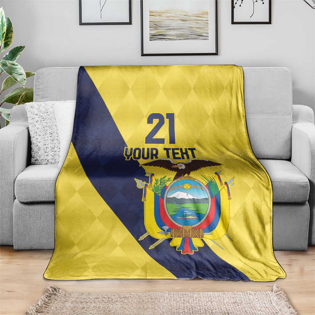 Ecuador La Tricolor Custom Blanket Gold and Navy Blue Motif