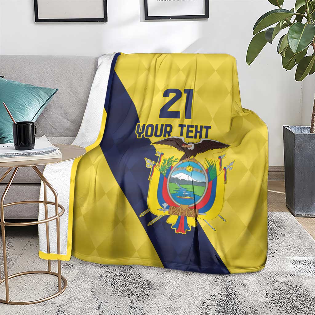 Ecuador La Tricolor Custom Blanket Gold and Navy Blue Motif