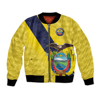 Ecuador La Tricolor Custom Bomber Jacket Gold and Navy Blue Motif