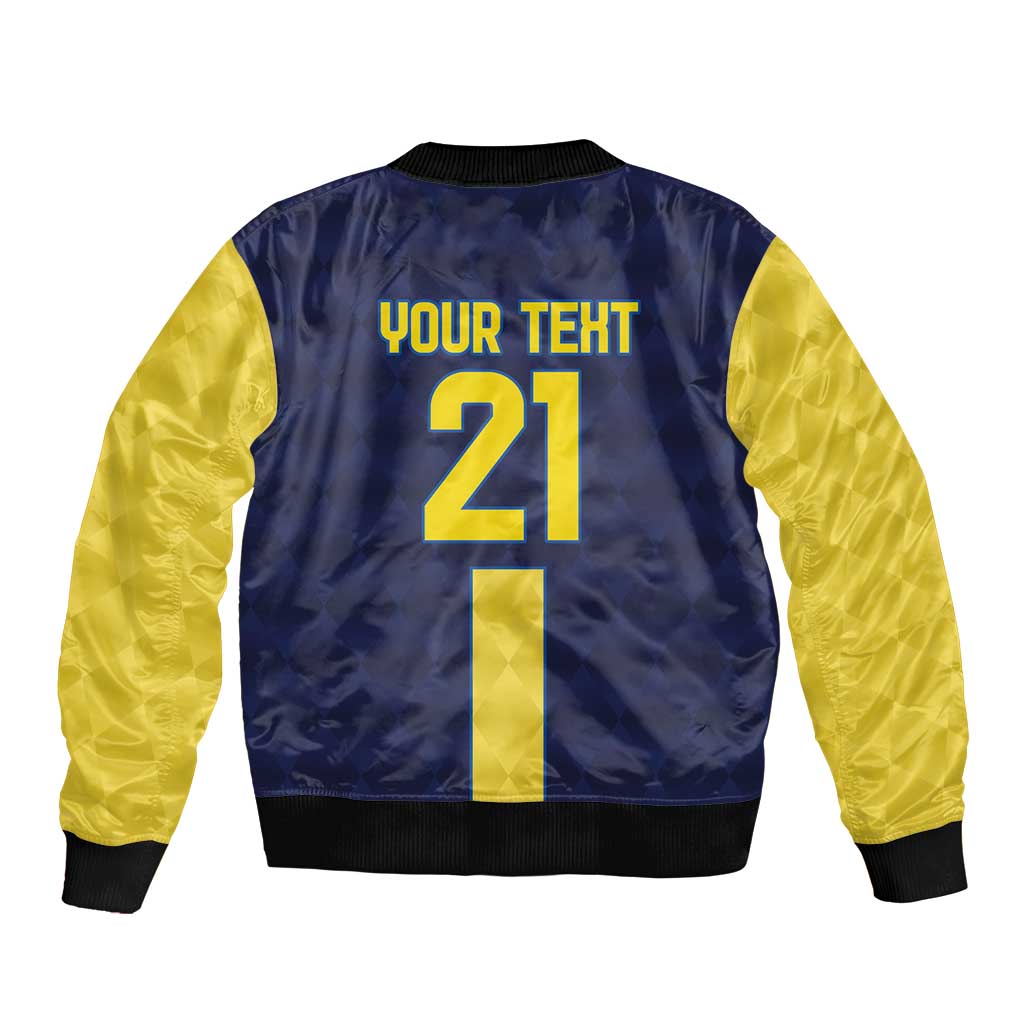 Ecuador La Tricolor Custom Bomber Jacket Gold and Navy Blue Motif