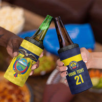 Ecuador La Tricolor Custom 4 in 1 Can Cooler Tumbler Gold and Navy Blue Motif