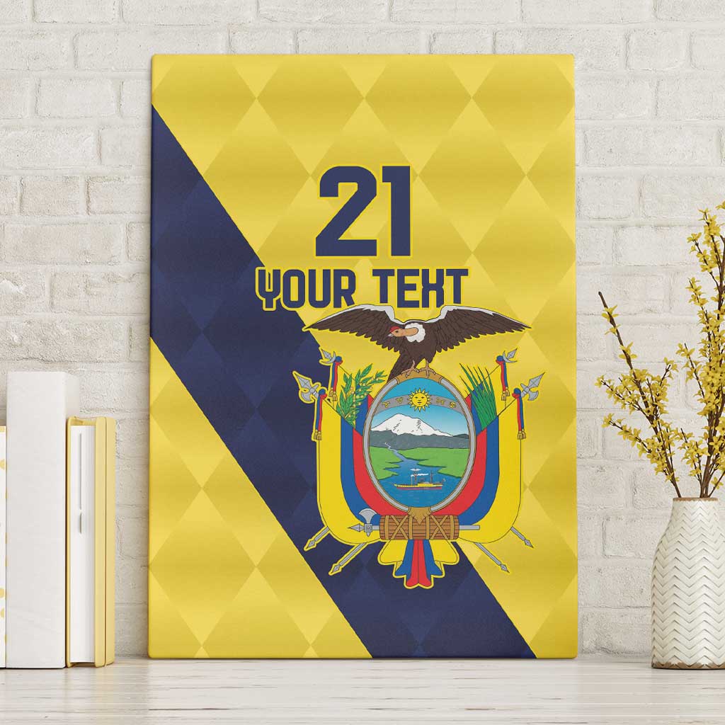 Ecuador La Tricolor Custom Canvas Wall Art Gold and Navy Blue Motif