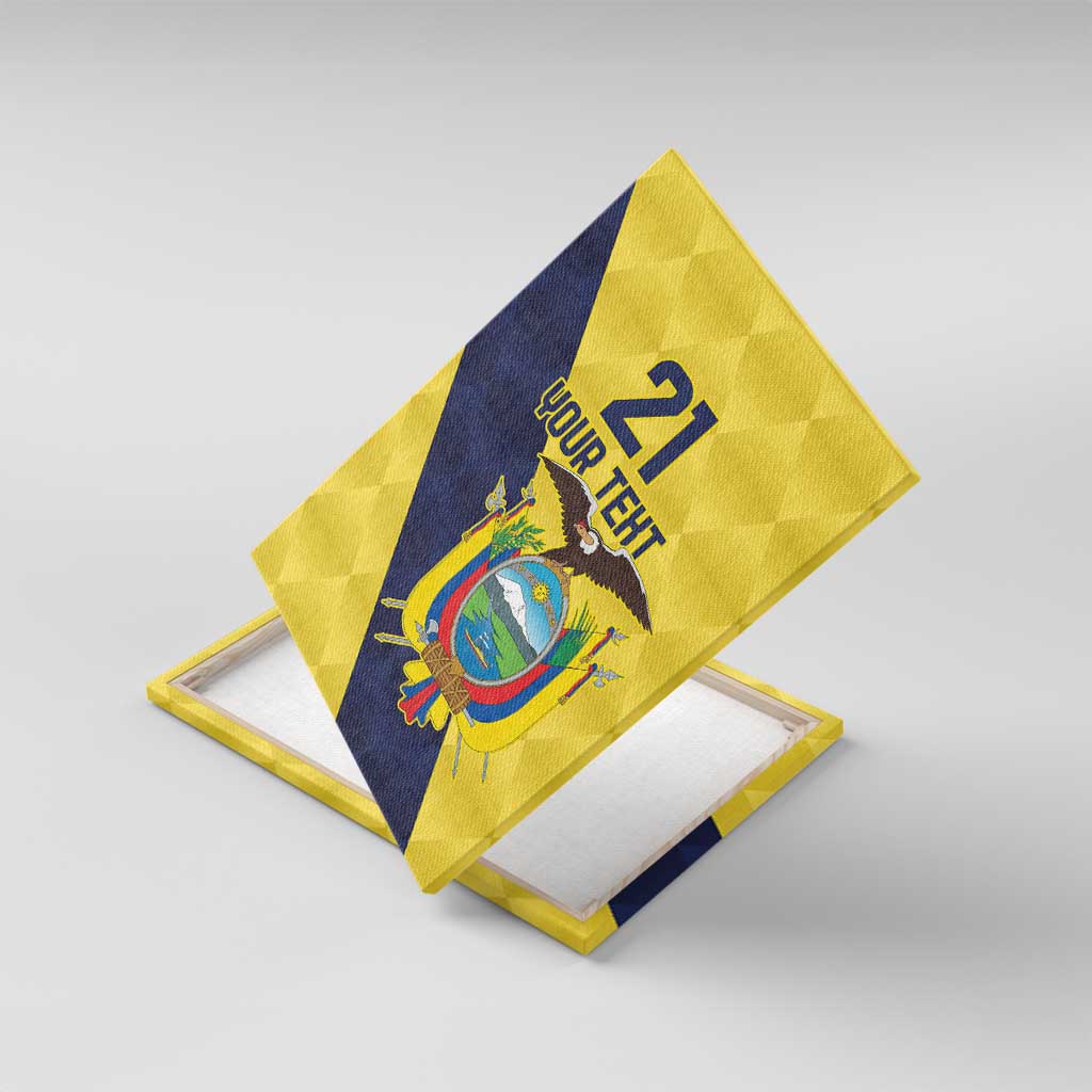 Ecuador La Tricolor Custom Canvas Wall Art Gold and Navy Blue Motif
