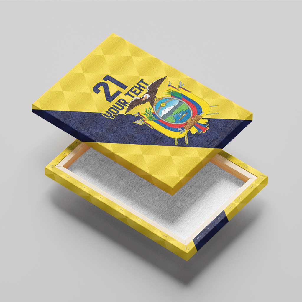 Ecuador La Tricolor Custom Canvas Wall Art Gold and Navy Blue Motif