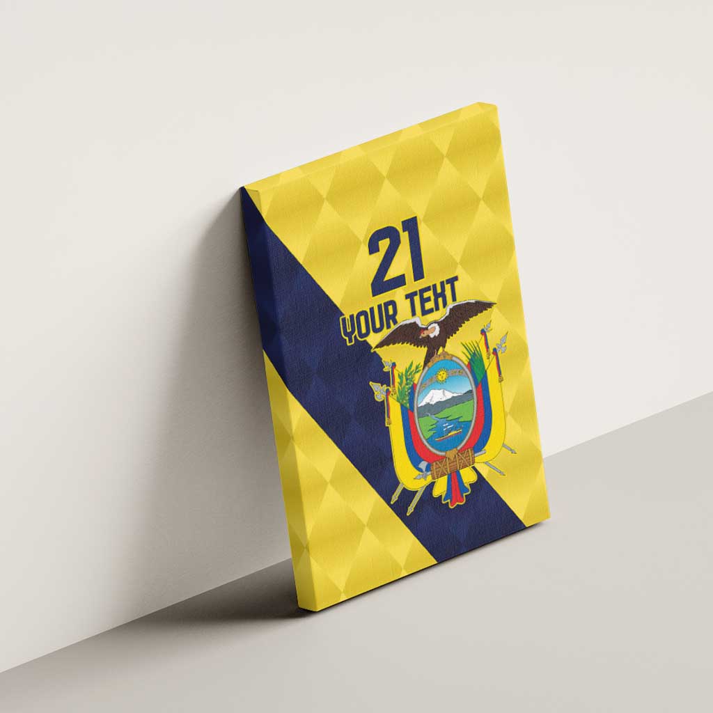 Ecuador La Tricolor Custom Canvas Wall Art Gold and Navy Blue Motif