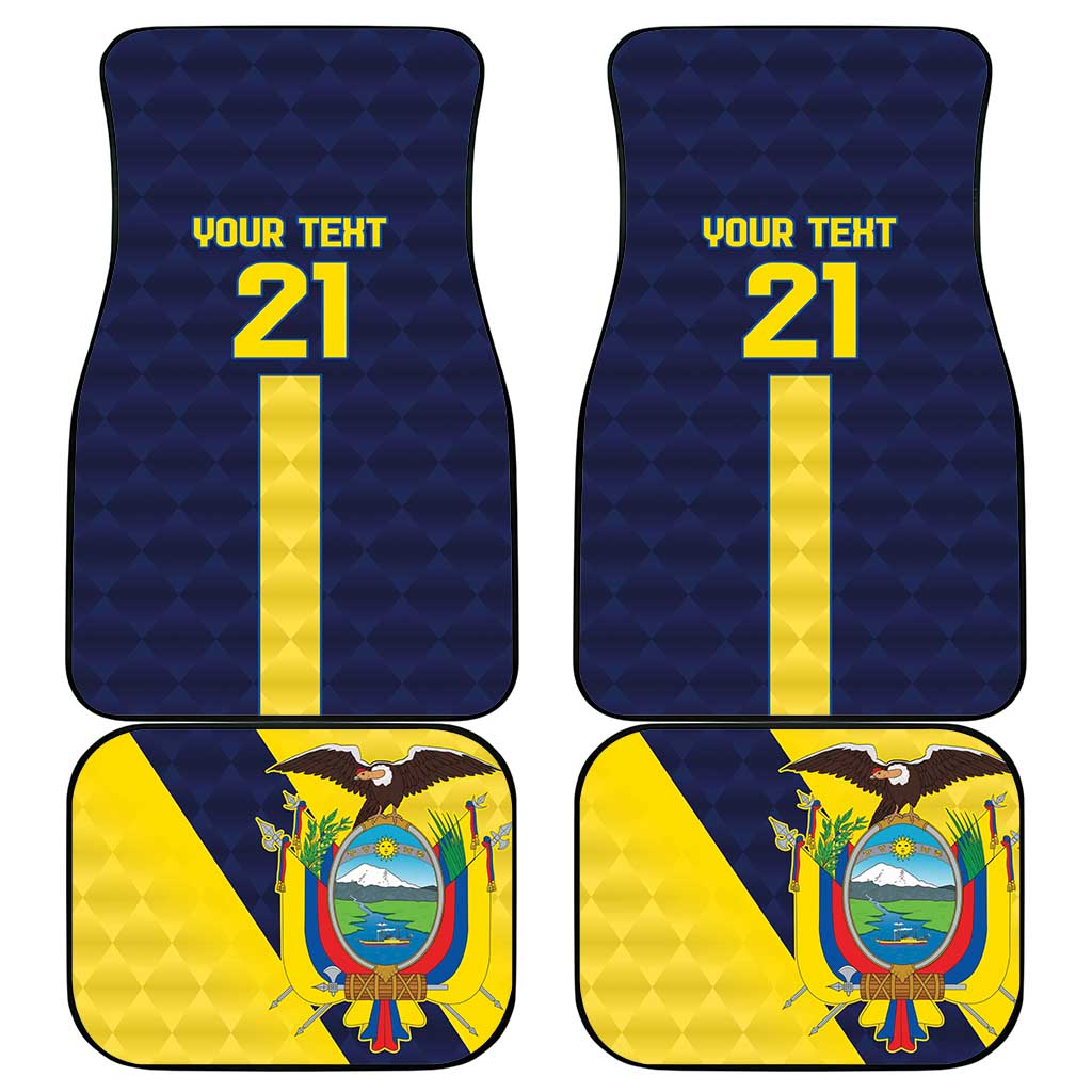 Ecuador La Tricolor Custom Car Mats Gold and Navy Blue Motif