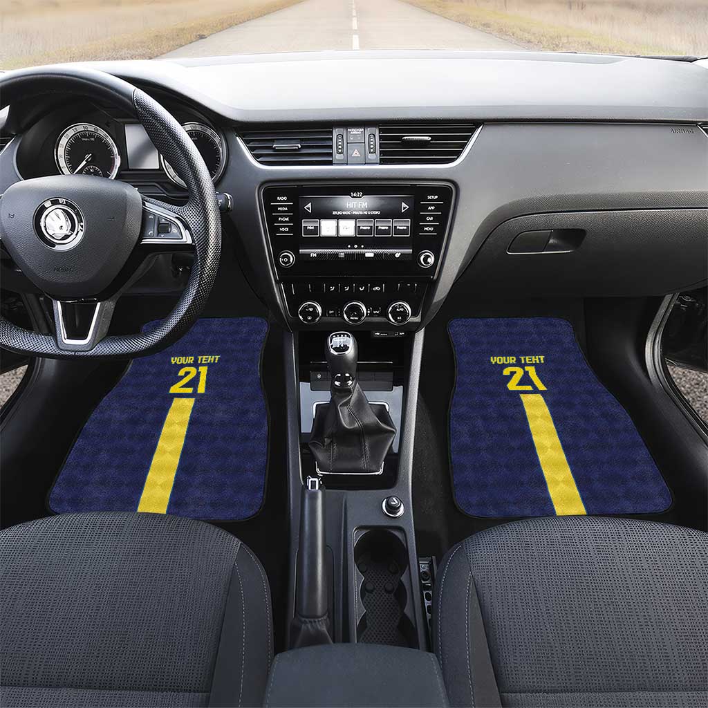 Ecuador La Tricolor Custom Car Mats Gold and Navy Blue Motif