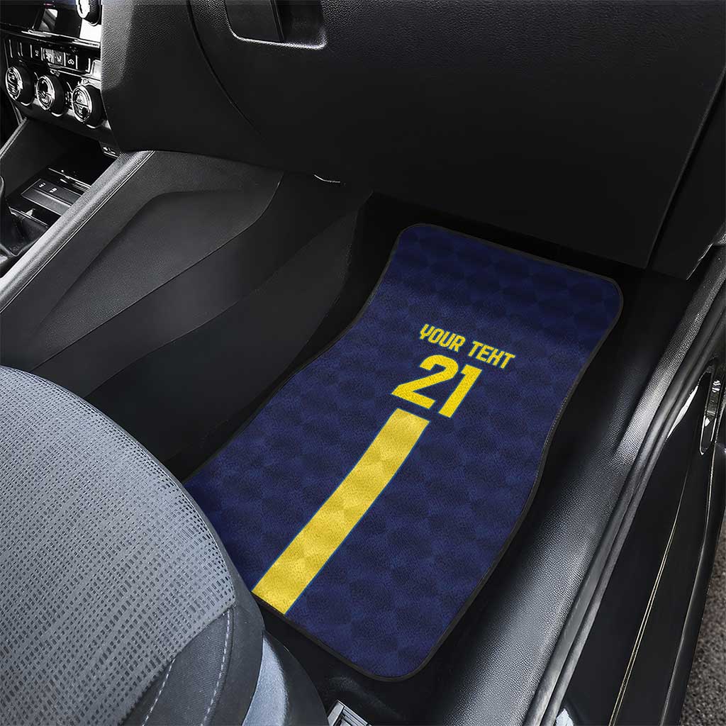 Ecuador La Tricolor Custom Car Mats Gold and Navy Blue Motif