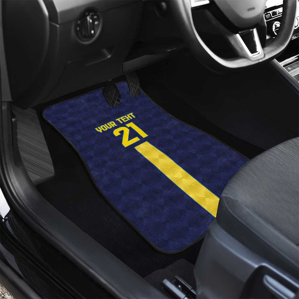 Ecuador La Tricolor Custom Car Mats Gold and Navy Blue Motif