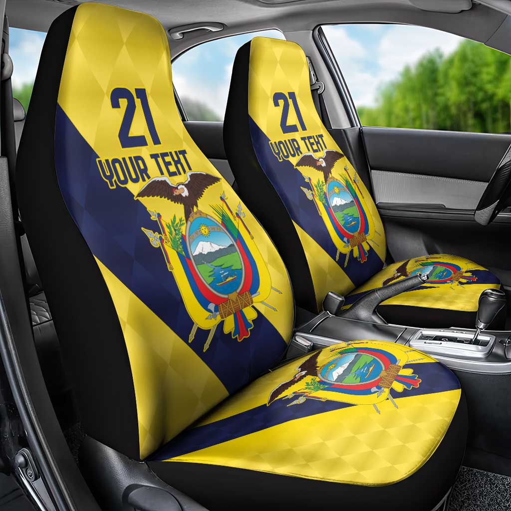 Ecuador La Tricolor Custom Car Seat Cover Gold and Navy Blue Motif