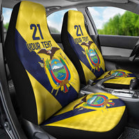 Ecuador La Tricolor Custom Car Seat Cover Gold and Navy Blue Motif