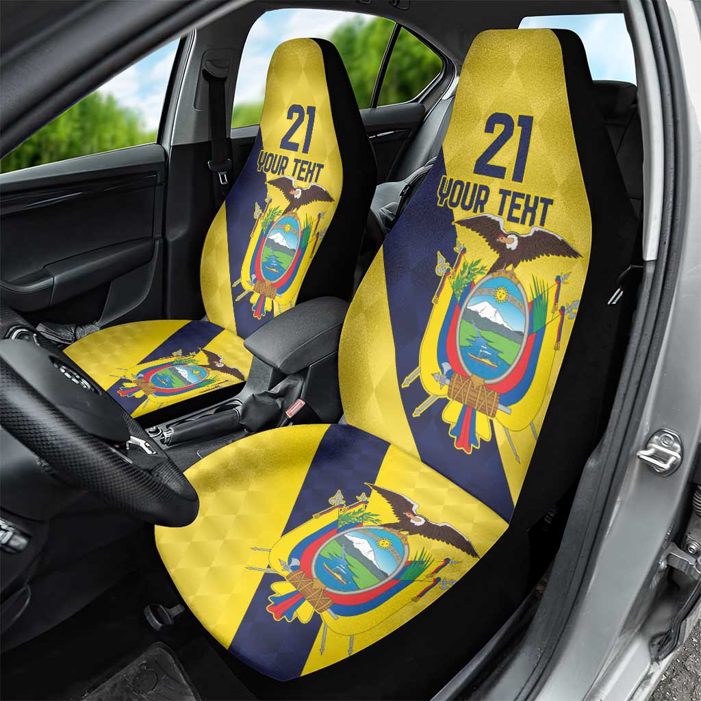 Ecuador La Tricolor Custom Car Seat Cover Gold and Navy Blue Motif