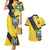 Ecuador La Tricolor Custom Couples Matching Mermaid Dress and Hawaiian Shirt Gold and Navy Blue Motif
