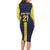 Ecuador La Tricolor Custom Family Matching Long Sleeve Bodycon Dress and Hawaiian Shirt Gold and Navy Blue Motif