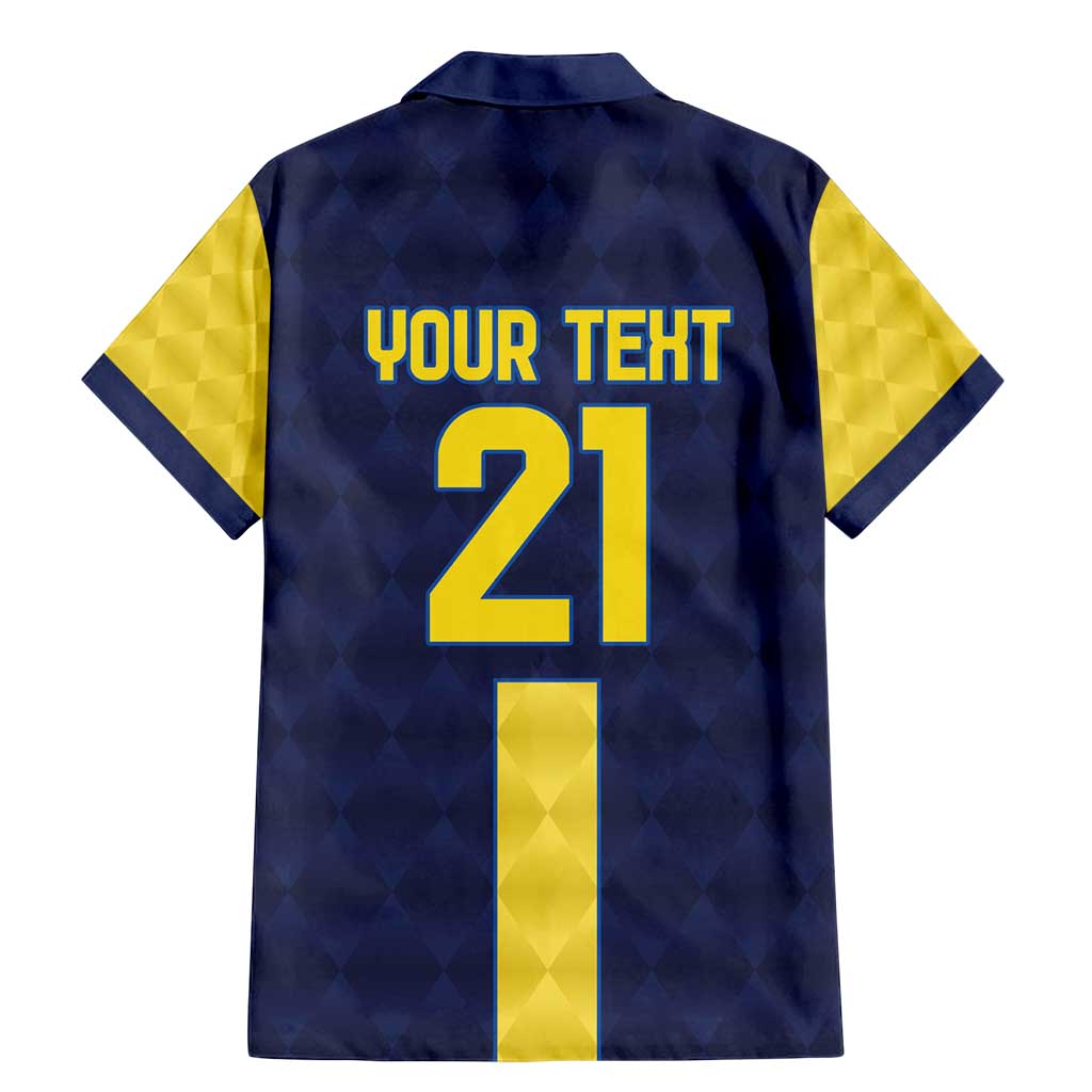 Ecuador La Tricolor Custom Family Matching Mermaid Dress and Hawaiian Shirt Gold and Navy Blue Motif