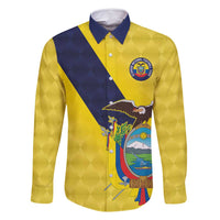 Ecuador La Tricolor Custom Family Matching Mermaid Dress and Hawaiian Shirt Gold and Navy Blue Motif