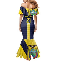 Ecuador La Tricolor Custom Family Matching Mermaid Dress and Hawaiian Shirt Gold and Navy Blue Motif
