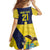 Ecuador La Tricolor Custom Family Matching Off Shoulder Maxi Dress and Hawaiian Shirt Gold and Navy Blue Motif