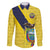 Ecuador La Tricolor Custom Family Matching Puletasi and Hawaiian Shirt Gold and Navy Blue Motif