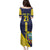 Ecuador La Tricolor Custom Family Matching Puletasi and Hawaiian Shirt Gold and Navy Blue Motif