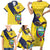 Ecuador La Tricolor Custom Family Matching Short Sleeve Bodycon Dress and Hawaiian Shirt Gold and Navy Blue Motif
